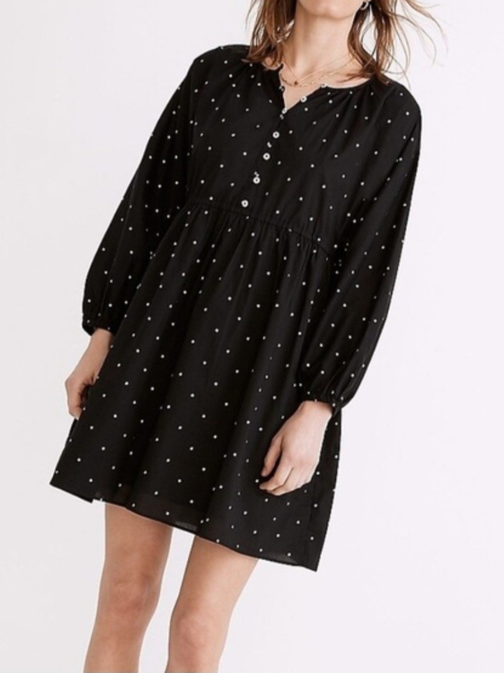 Madewell Button Front Tie Waist Mini Dress In Square Spot Size Medium